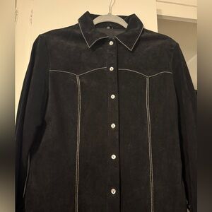 PLAYBOY Black Suede Blazer with White Stitching